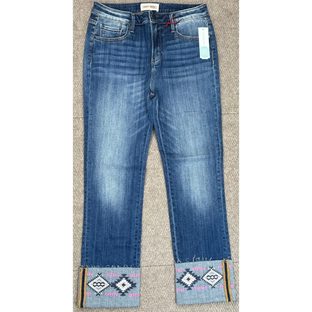 Driftwood Colette Women's Britt Straight High Rise Roll Cuff Jeans Size 28x26